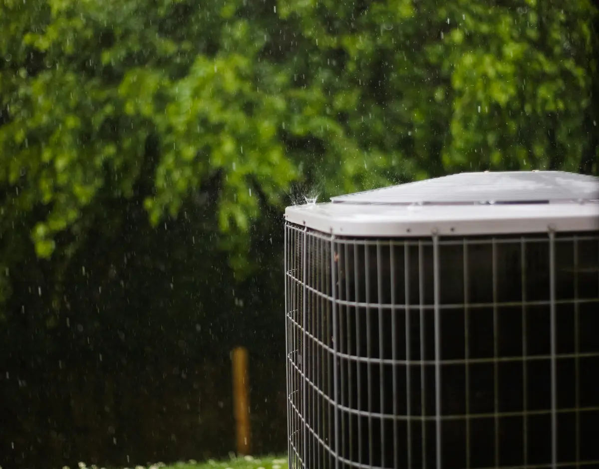 Residential outdoor AC condenser installed at a Orlando home