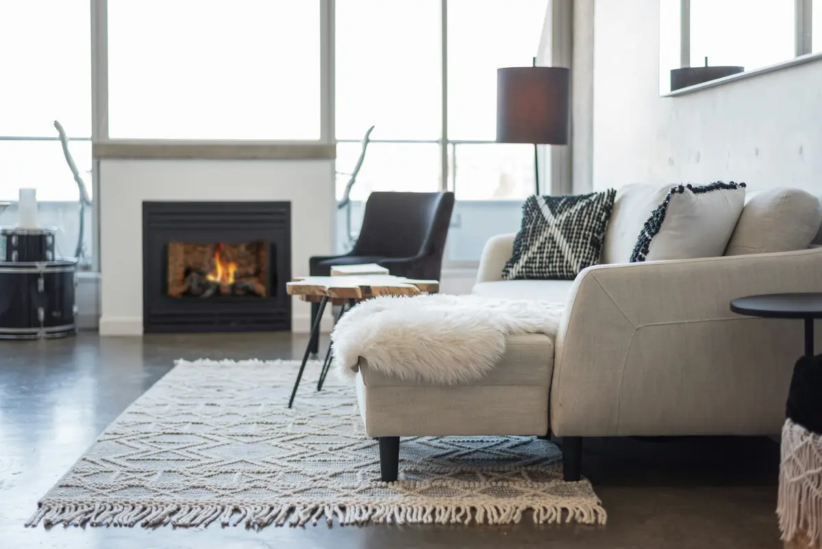 Built-in gas fireplace with mantel in a residential home