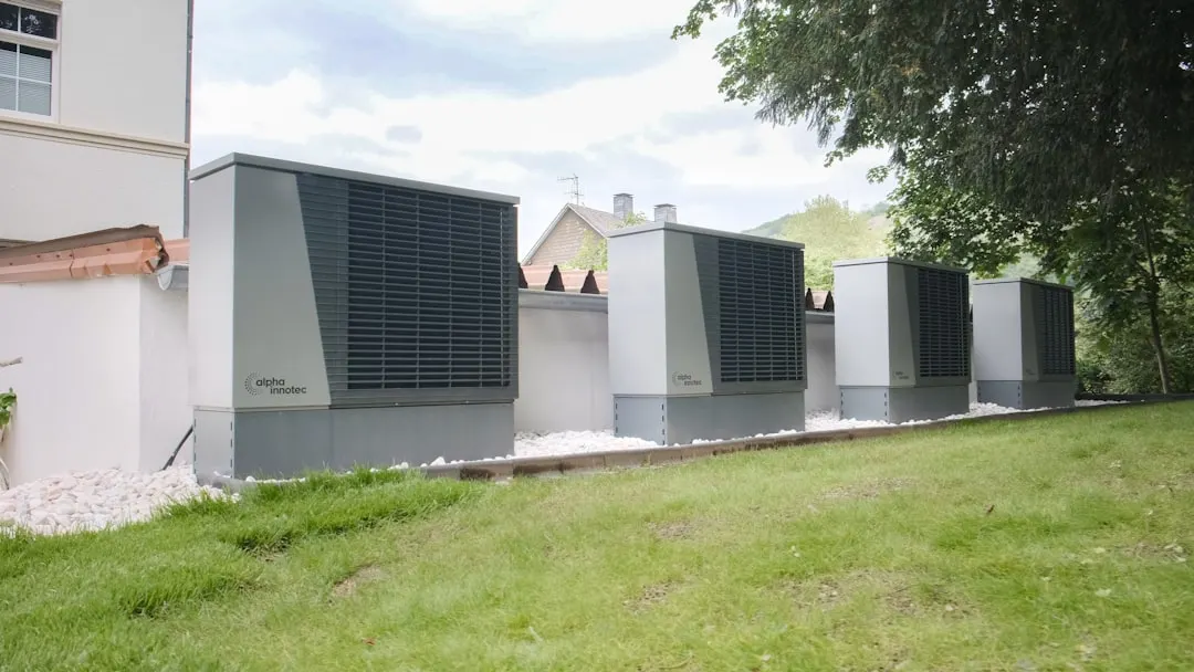 Pool equipment installation showing gas heater and piping