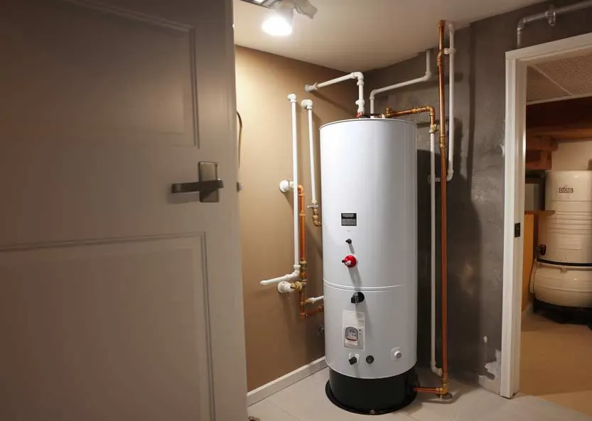 Residential gas water heater tank installed in a Orlando basement
